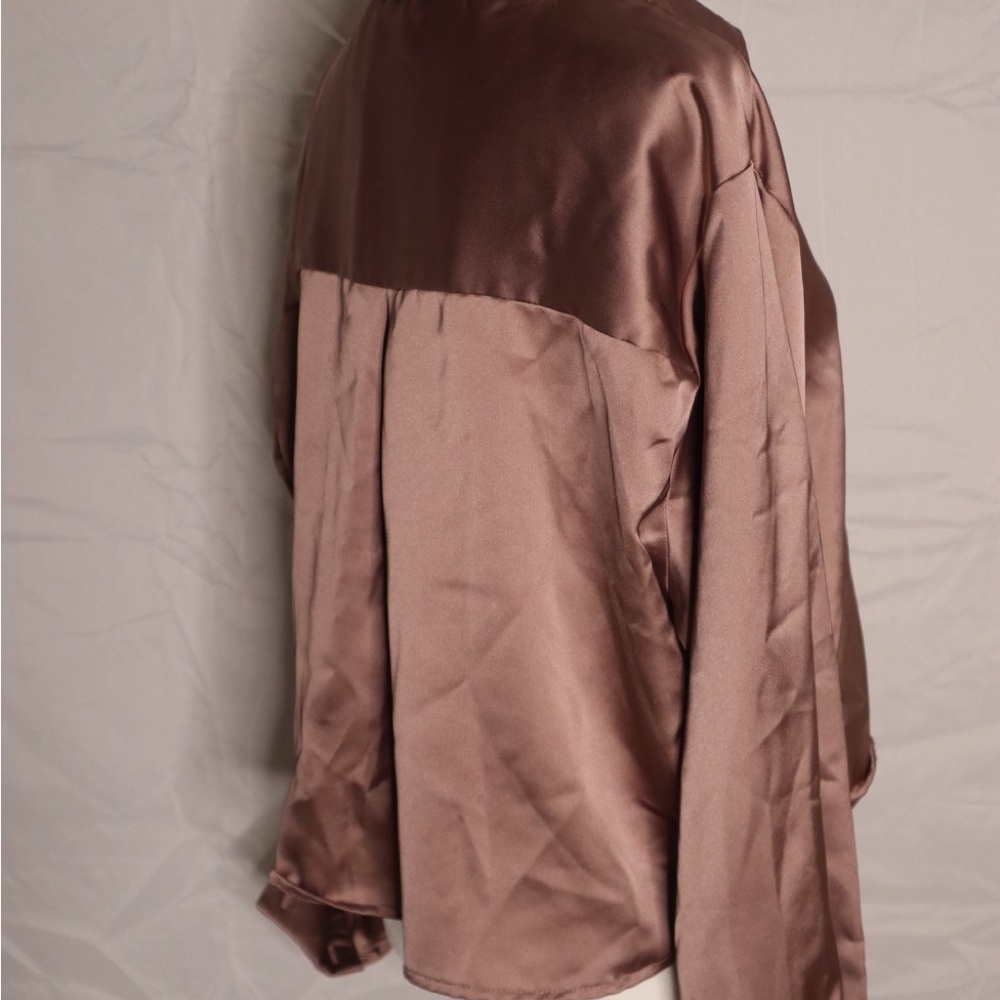 Sleek Brown Satin Blouse